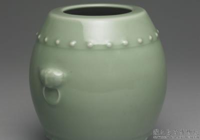 图片[3]-Drum-shaped jar with appliqued animal masks carrying rings in green glaze, Qing dynasty, Qianlong reign (1736-1795)-China Archive